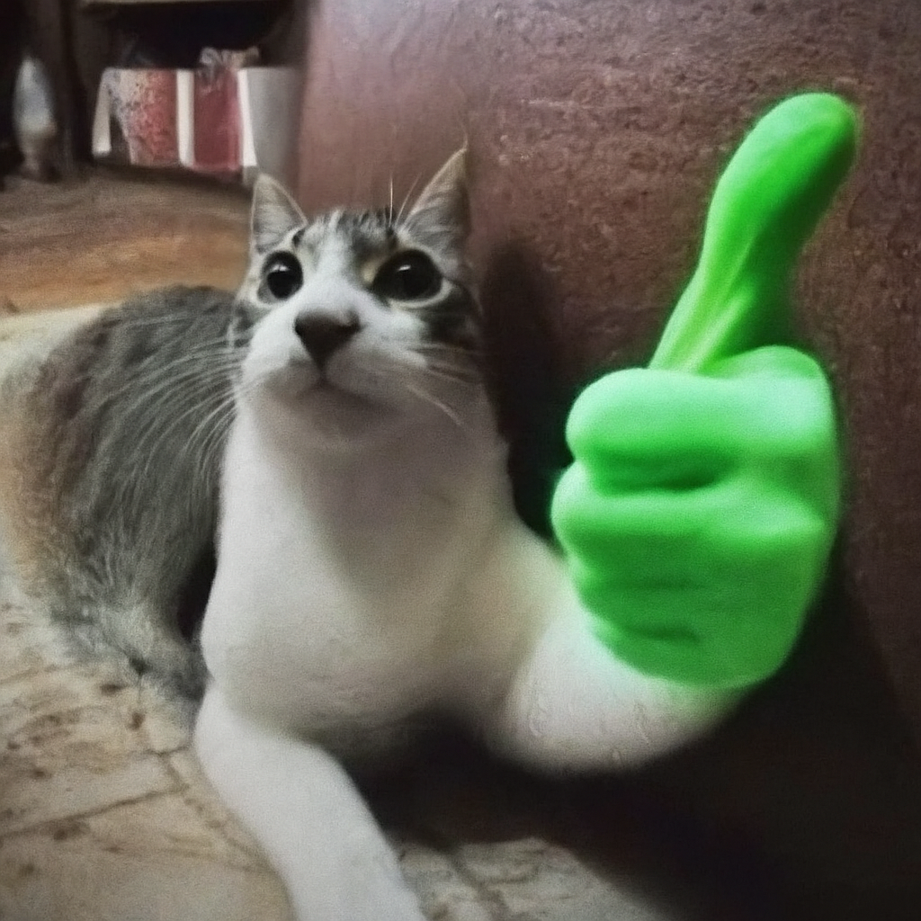 Epic Green Thumbs Up Cat